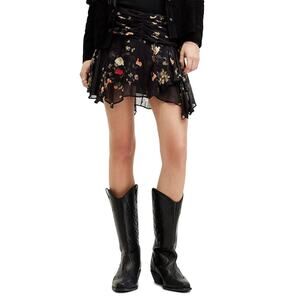 Allsaints 'Erica Kora' Black Chiffon Mini Skirt Size 6